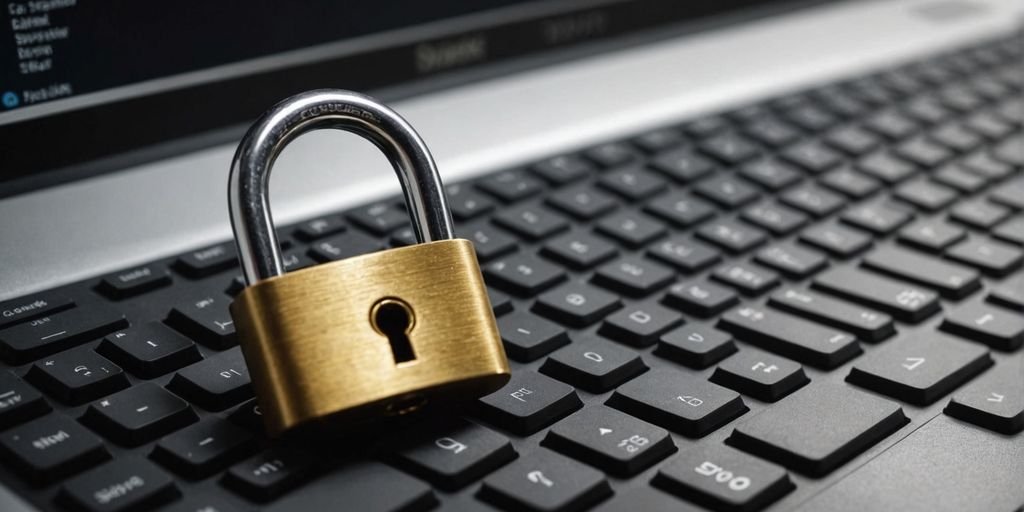 Como Proteger Dados Sensíveis na Era Digital: Dicas e Estratégias 1 Padlock on keyboard for data protection