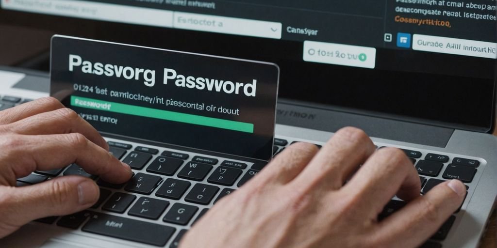 Como Proteger Dados Sensíveis na Era Digital: Dicas e Estratégias 2 Typing strong password on laptop keyboard