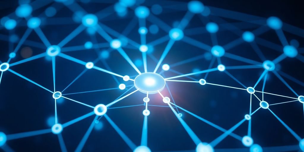 Rede blockchain interconectada em cadeia de suprimentos.