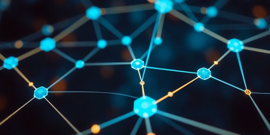 Rede blockchain interconectada em uma cadeia de suprimentos.
