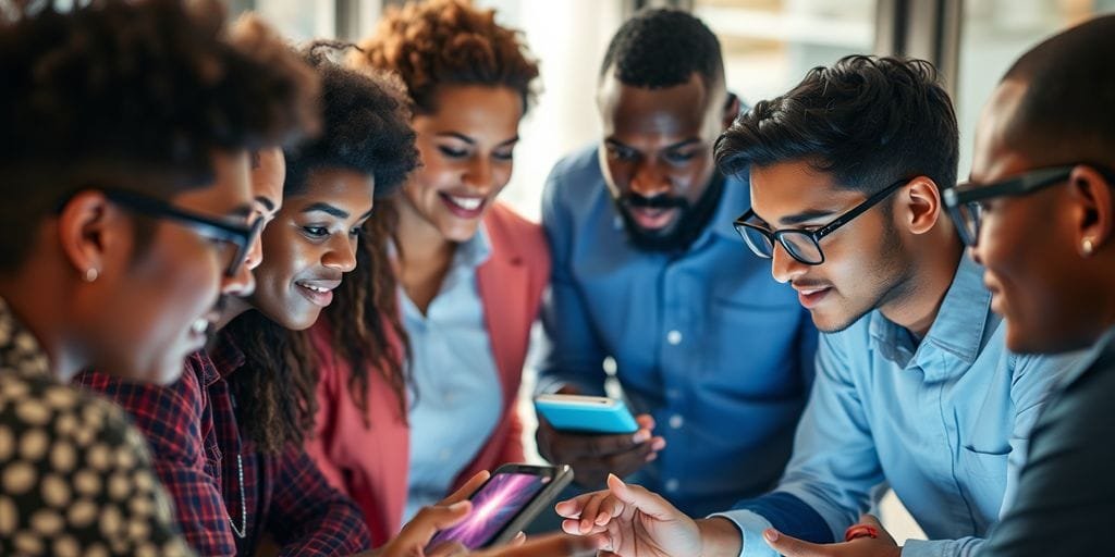 Éticas Sobre o Uso do ChatGPT: 5 Considerações 3 Grupo diverso discutindo tecnologia e inovação.