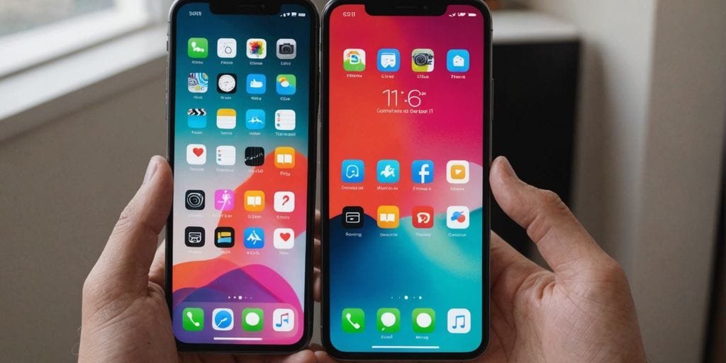 Comparação entre smartphone Android e iPhone