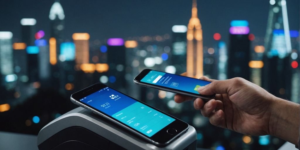 Person making digital payment with smartphone
