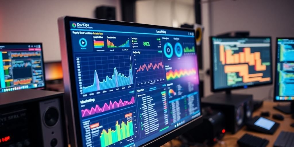 DevOps: Monitoramento e Logging 1 Tela de monitoramento com dados e gráficos.
