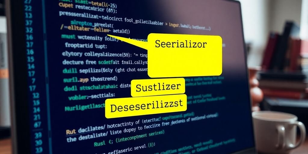 6 Bibliotecas Rust Essenciais 2 Tela de código Rust com foco em Serde.