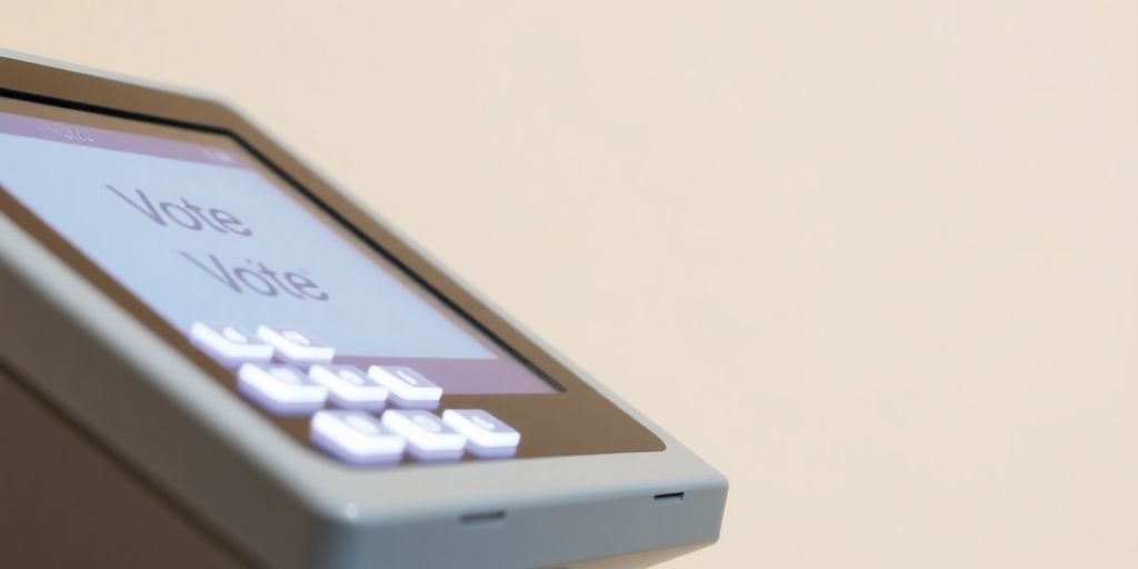 Blockchain e Métodos de Votação: 4 Comparações 1 Máquina de votação eletrônica moderna em foco.