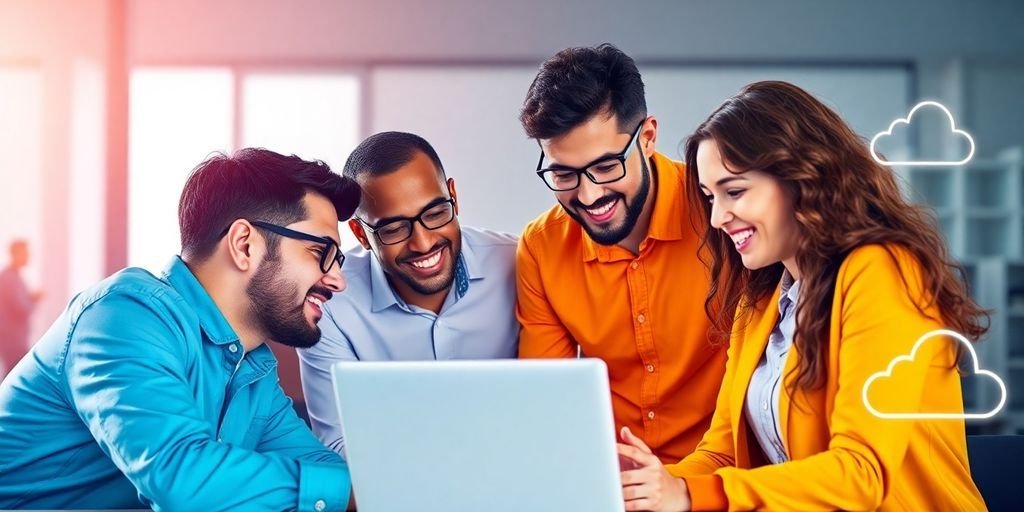 AWS e Azure: 5 Casos de Uso 1 Grupo de profissionais trabalhando com IA e Machine Learning.