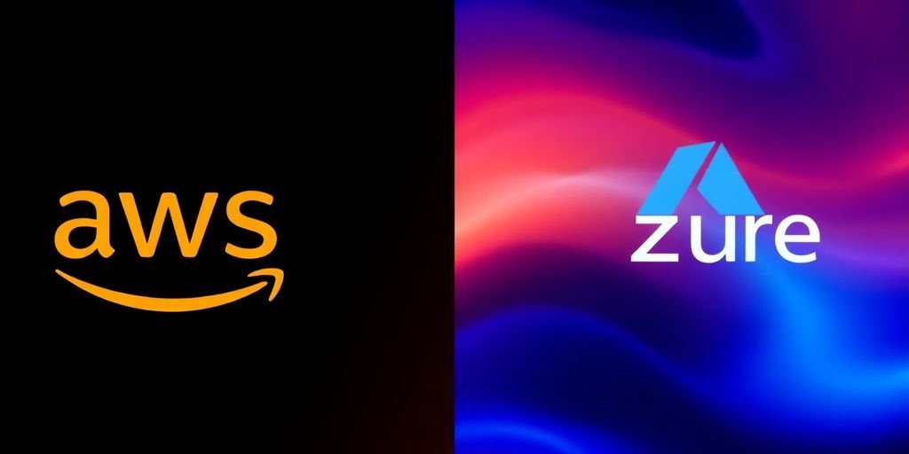 AWS vs Azure: Comparação de Preços e Planos 2 Logos da AWS e Azure em cores contrastantes.