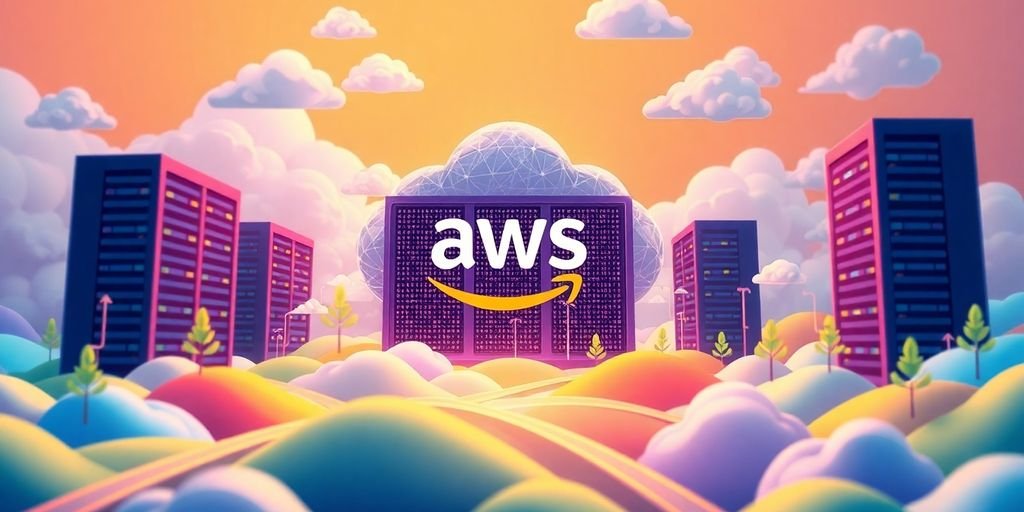 AWS e Azure: Vantagens e Desvantagens 2 Infraestrutura moderna da AWS com servidores e nuvens.