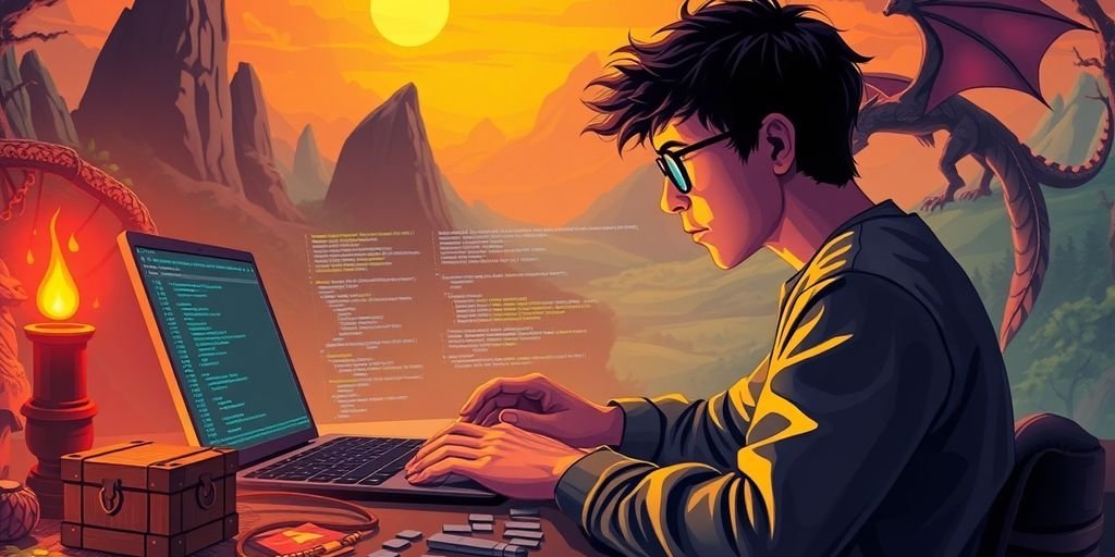 Projetos Práticos para Aprender Rust 1 Programador criando jogo de aventura em texto.