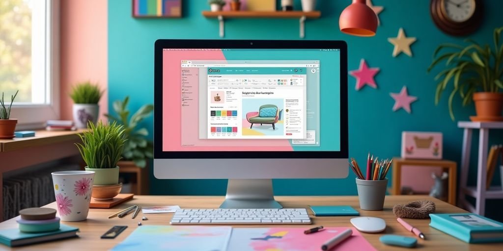 Inteligência Artificial: Principais Ferramentas em 2025 2 Espaço de trabalho moderno com interface do Canva.